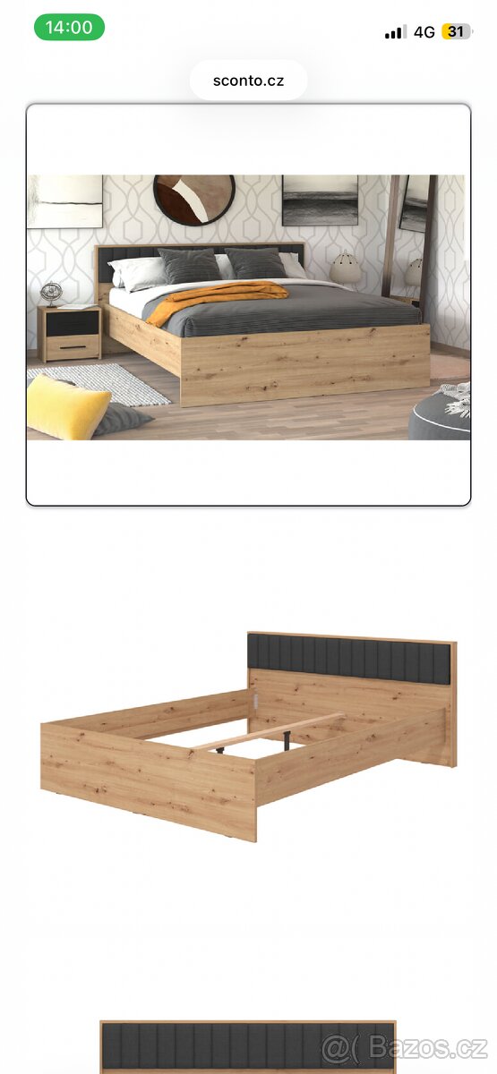 Postel s roštem dub Artisan 160x200 - 6