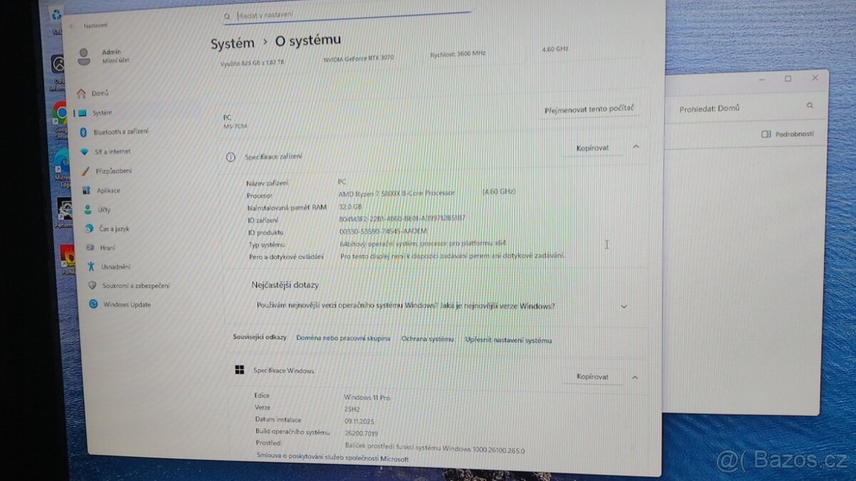 Herní PC počítač Ryzen 7 5800x/RTX3070 tichý, prosklený - 6