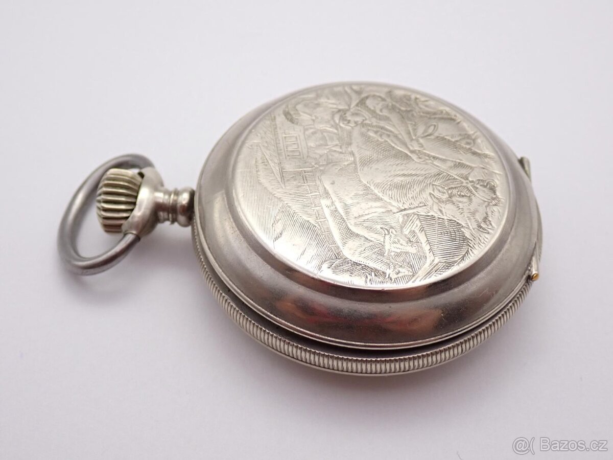 Masivní, velké starožitné dvouplaštové hodinky, 101g - 6