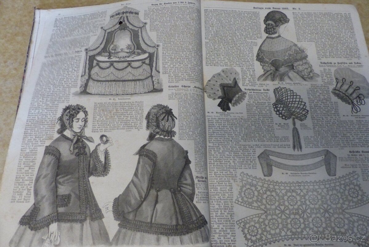 Bazar, módní časopis, svázaný ročník 1865, stará móda - 6