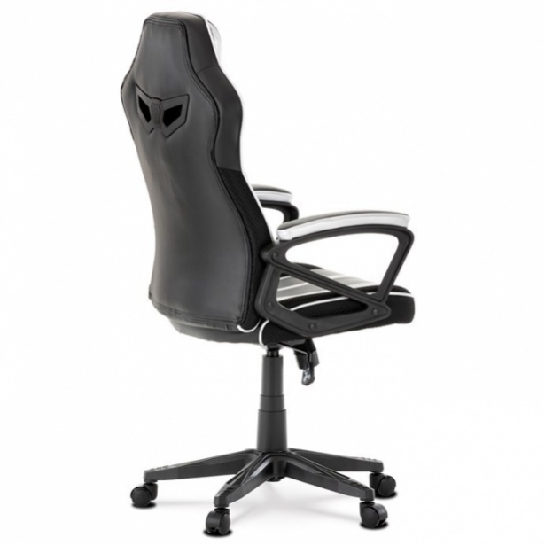 Herní křeslo Y341 s houpacím mechanismem a stříbrnou ekokůží - 6