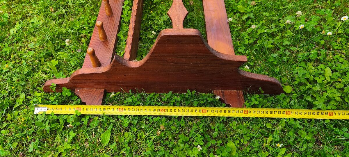 Dřevěná polička s věšákem - 6