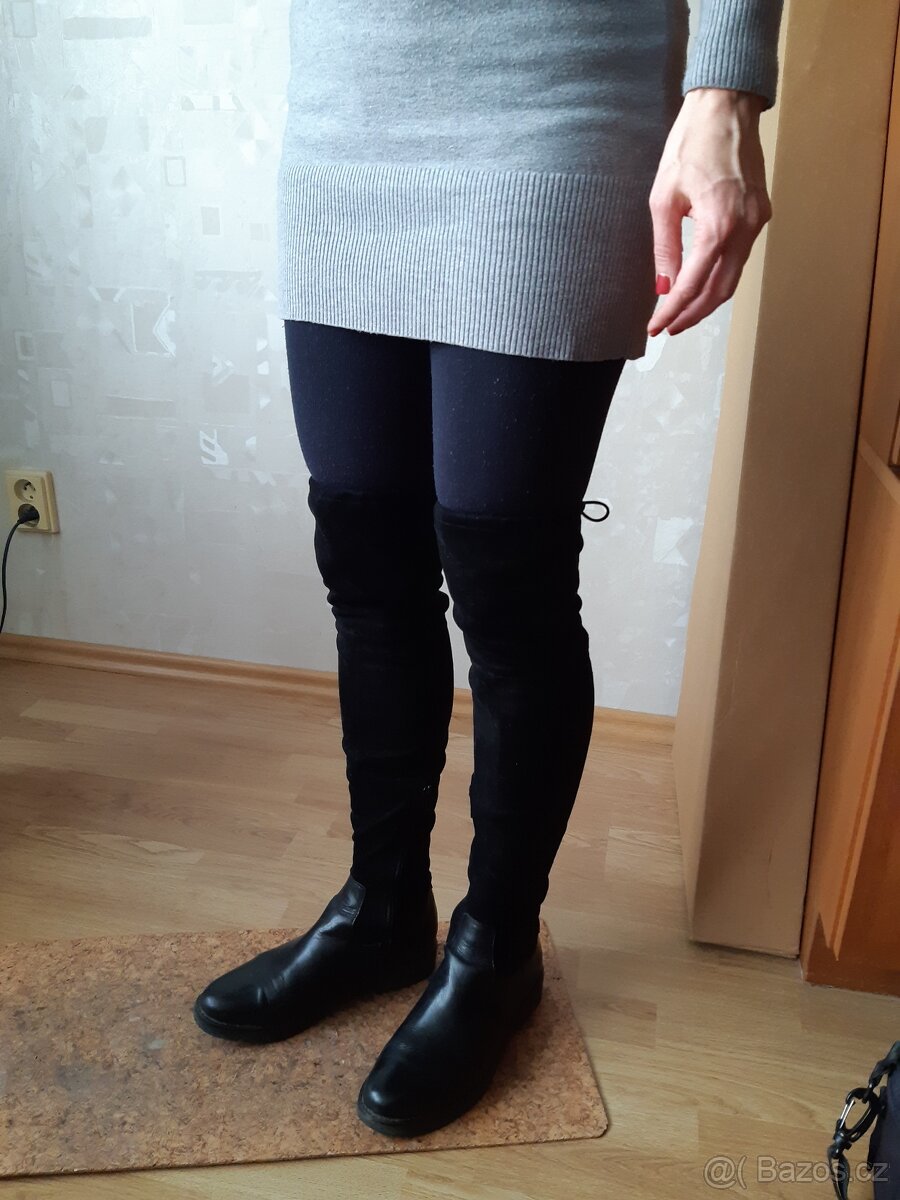 Černé vysoké kozačky nad kolena Baťa 38 - 6