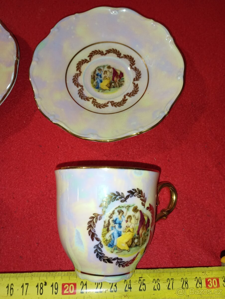 Porcelánový svačinový set TŘI GRÁCIE duhový nádech - 6