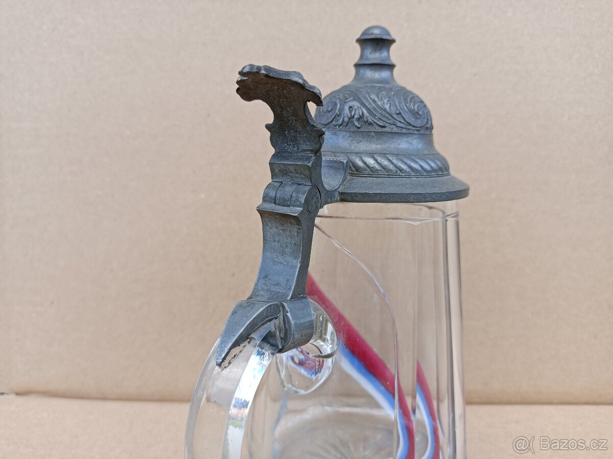 Nádherny a velmi starý krygl z 1 republiky se zalitou trikol - 6