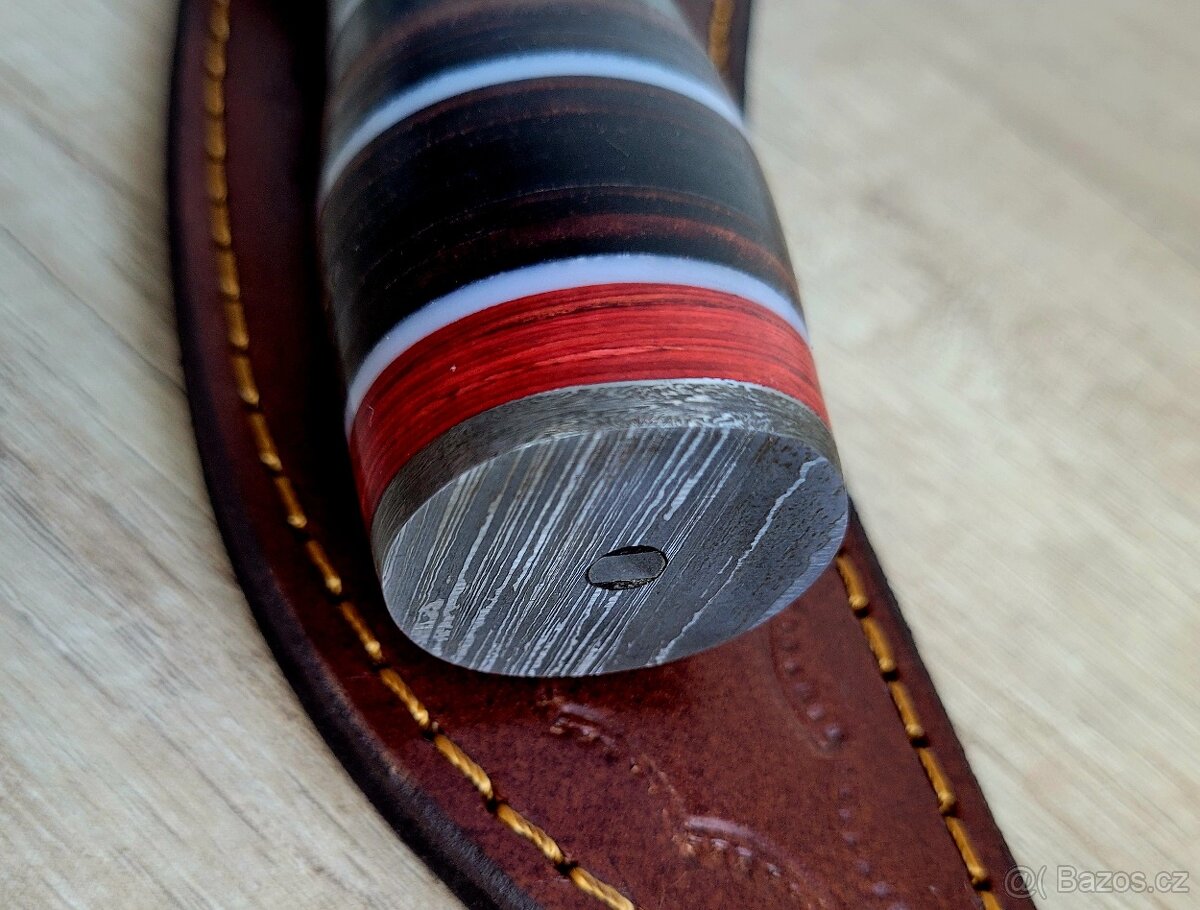 velký lovecký Damaškový nůž CLAW 30,5 cm s koženým pouzdrem - 6