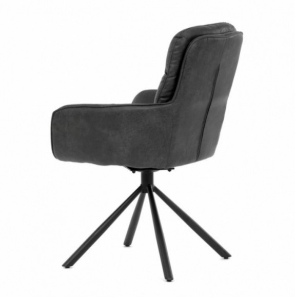 Jídelní židle s područkami v šedé látce - 6