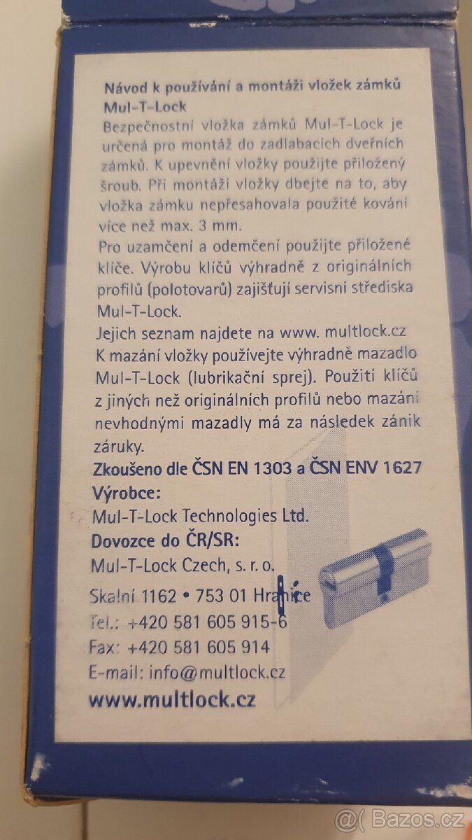 Bezpečnostní vložka 30-50 Mul-T-Lock - 6