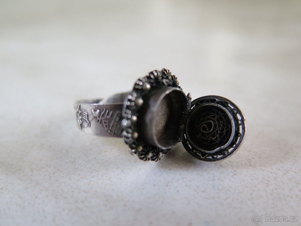 Stříbrný starožitný prsten - Egypt - 6