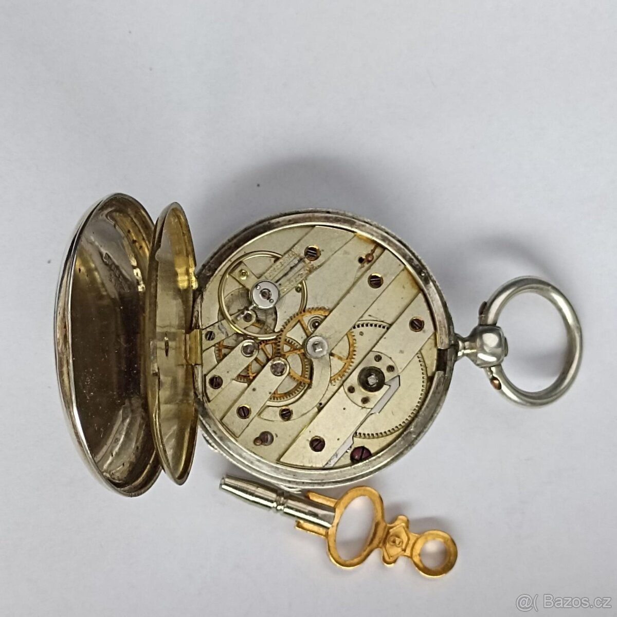 Starožitné stříbrné kapesní hodinky na klíček-klíčovky. - 6