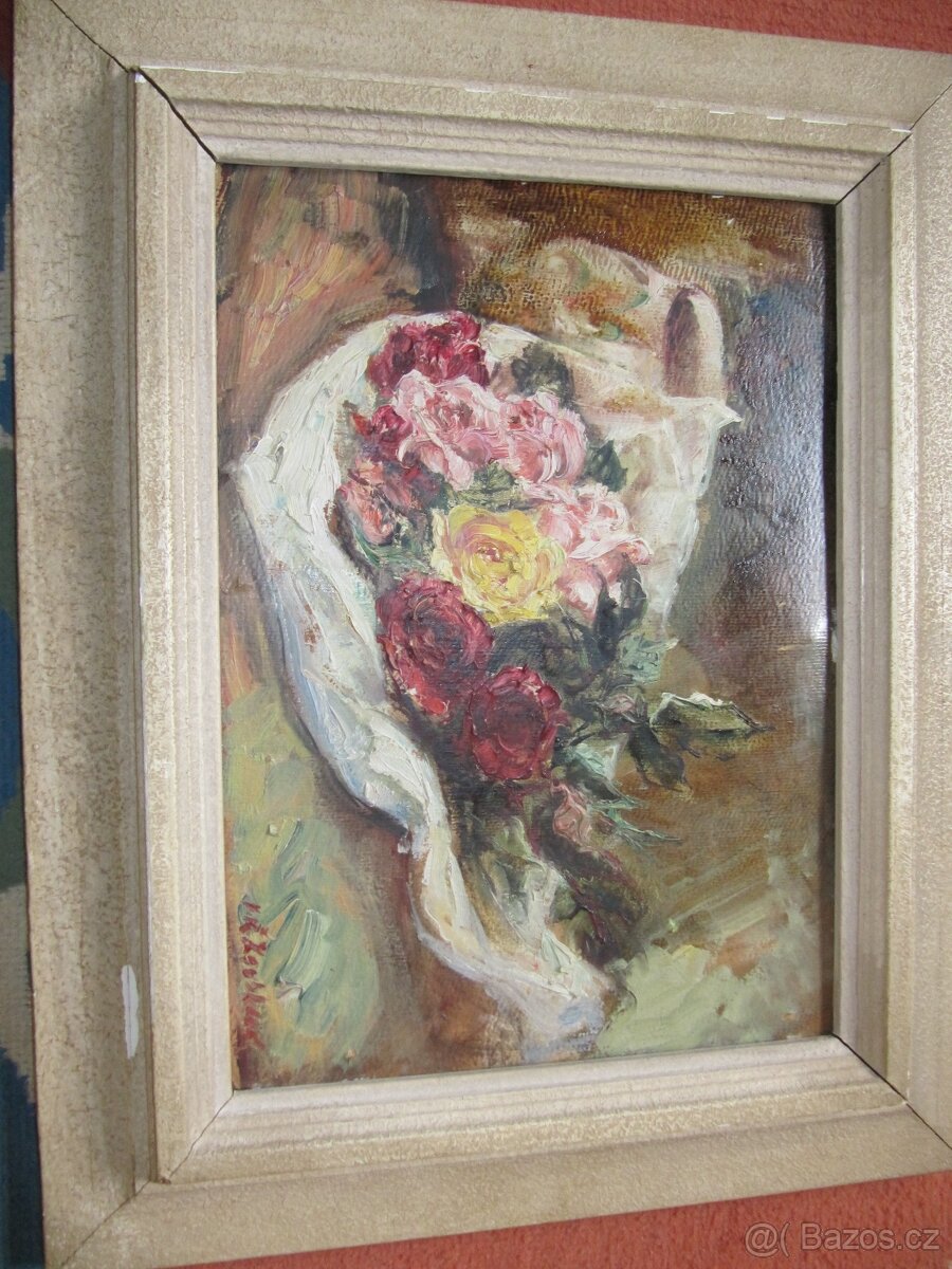 Obraz ,malířka V.Ř.Zoubková.Olej na desce. - 6