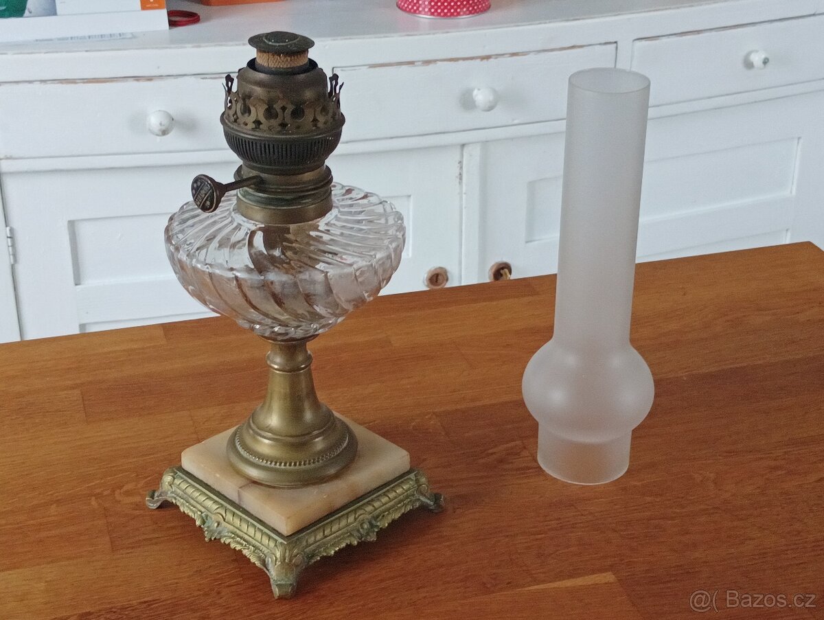STAROŽITNÁ SECESNÍ PETROLEJOVÁ LAMPA EHRICH & GRAETZ-19.STOL - 6