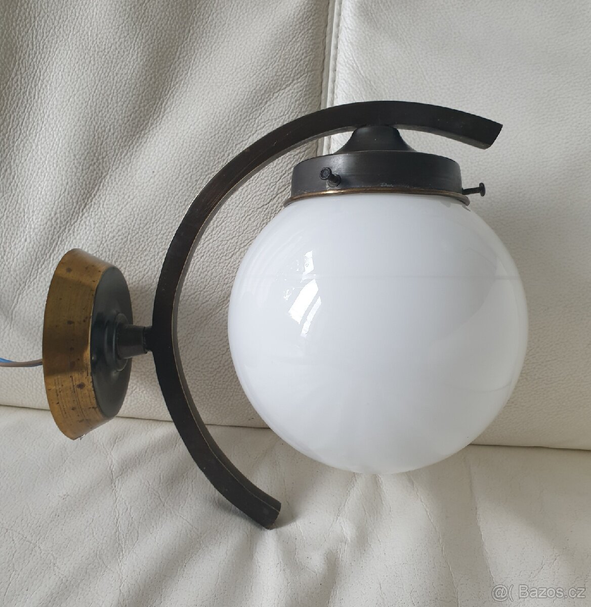 Starožitná nástěnná lampička art deco mosaz koule - 6