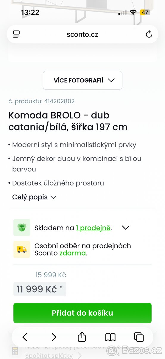 Komoda Brolo - dub/bílý lesk - 6