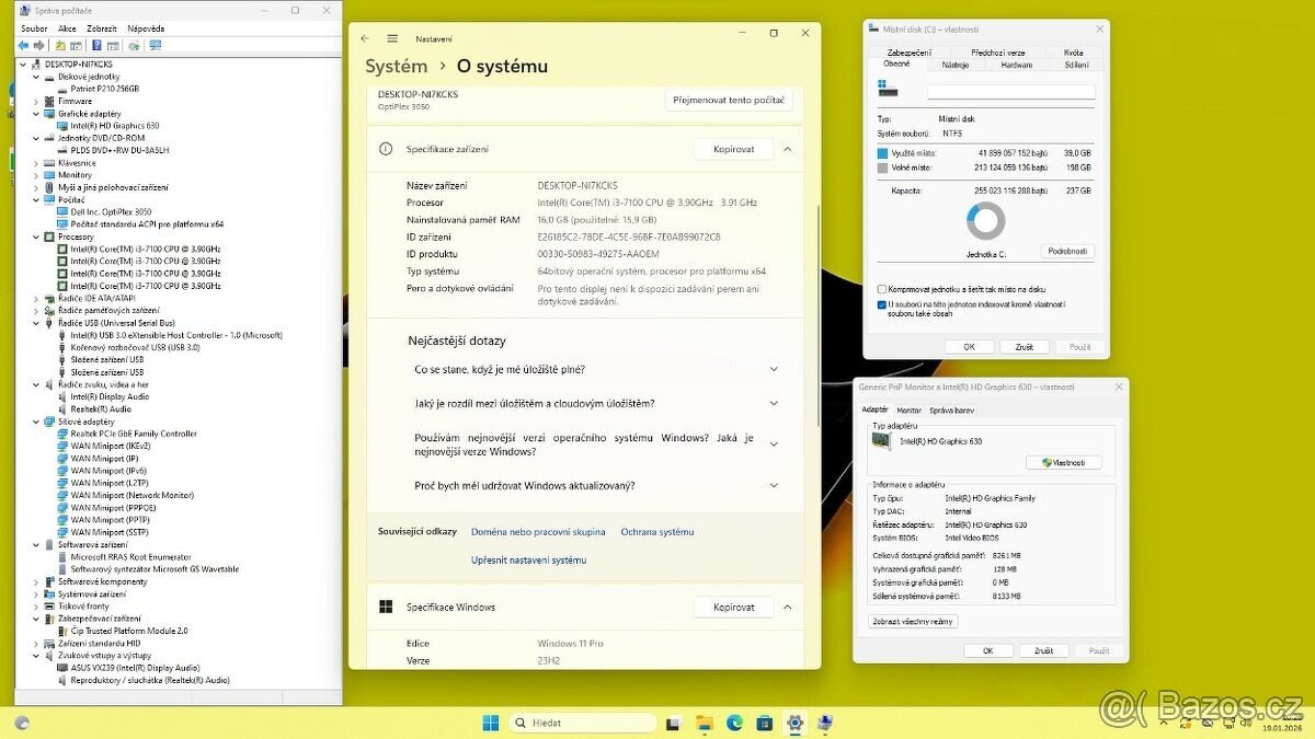 DELL OPTIPLEX 3050 MT /i3-7100/16GB/SSD256GB/HDMI/DVD/WIN11 - 6