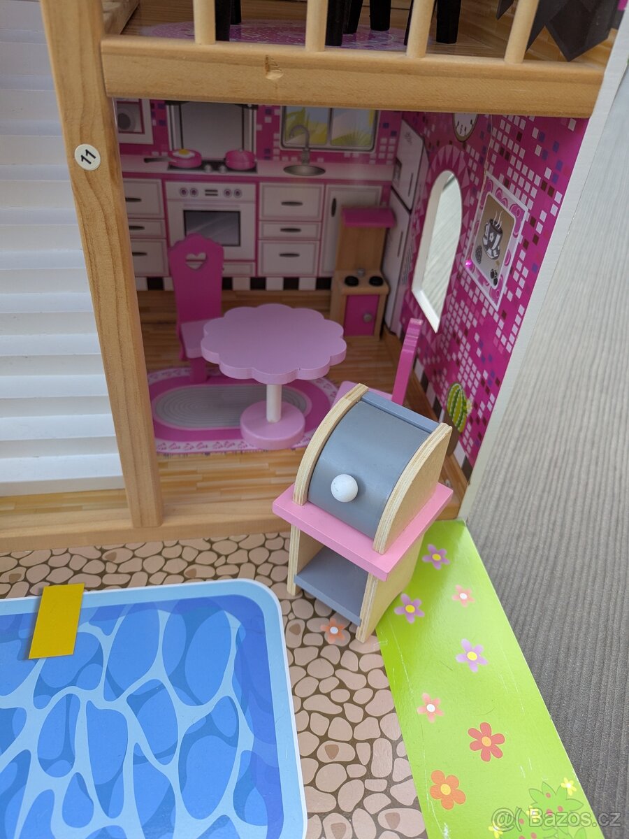 Velký barbie dům s příslušenstvím 90 cm s LED osvětlením - 6