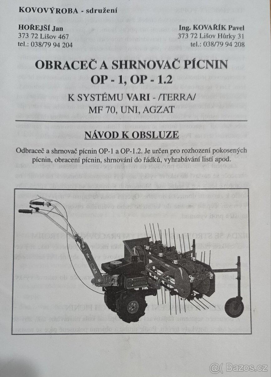 Obraceč a shrnovač pícnin OP-1 - 6