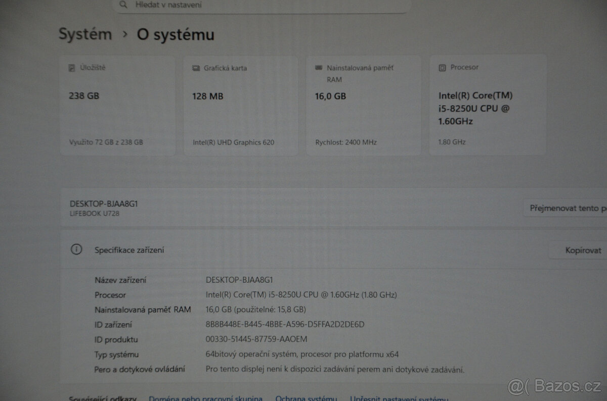 Fujitsu Lifebook U728 i5/16GB/SSD 256GB/záruka - 6