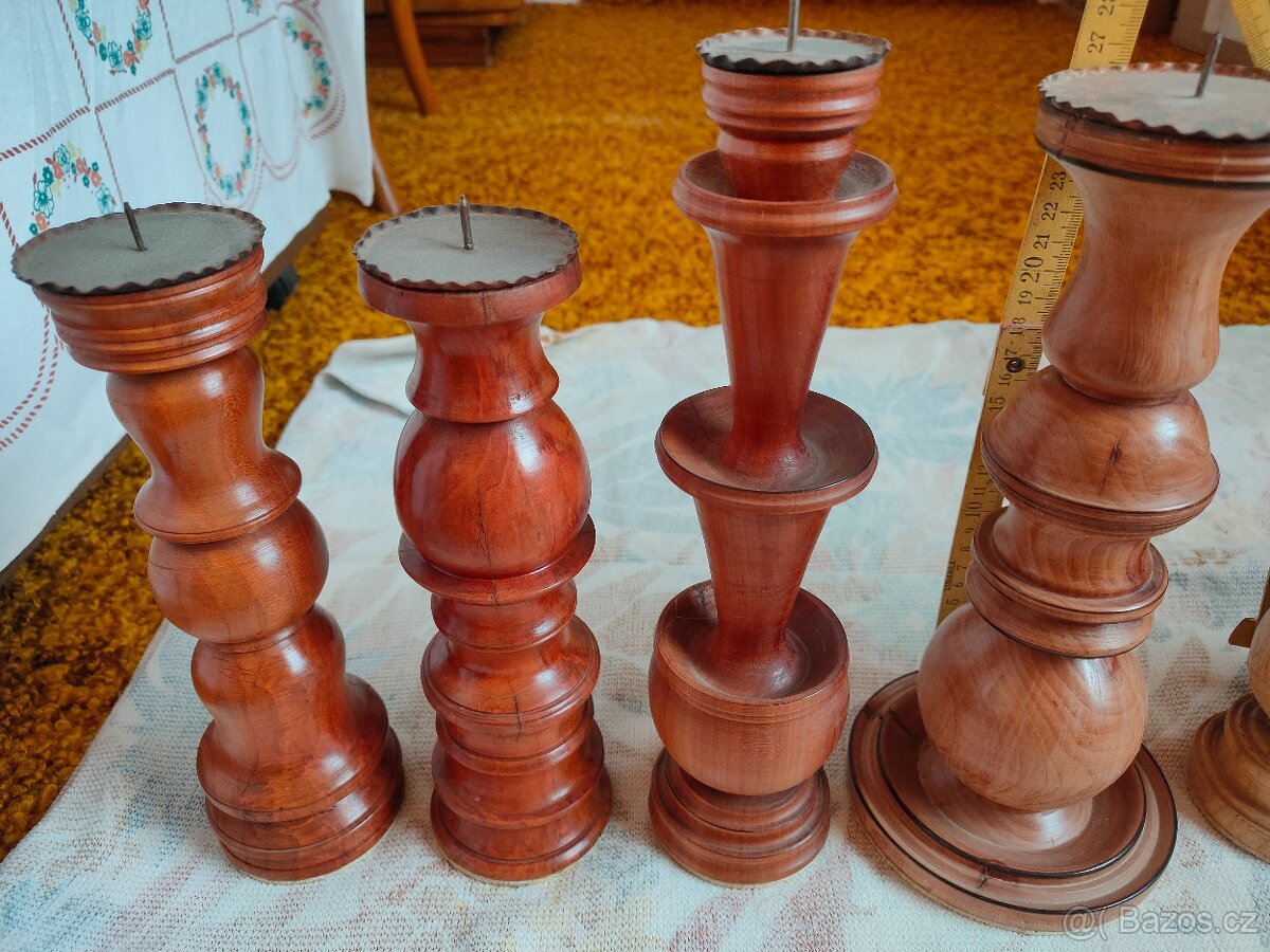 Dřevěné svícny-9ks - 6