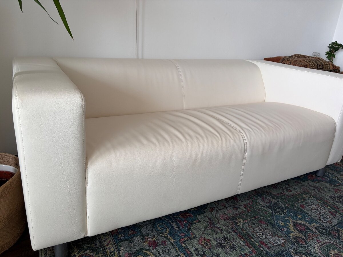 Kožená bílá sedačka/gauč - 6