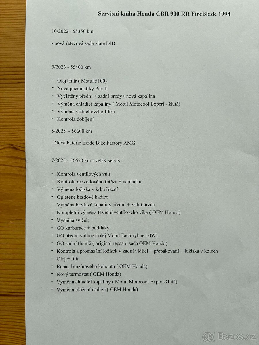 Honda CBR 900 RR FireBlade po kompletním servise, ORIGINÁL - 6