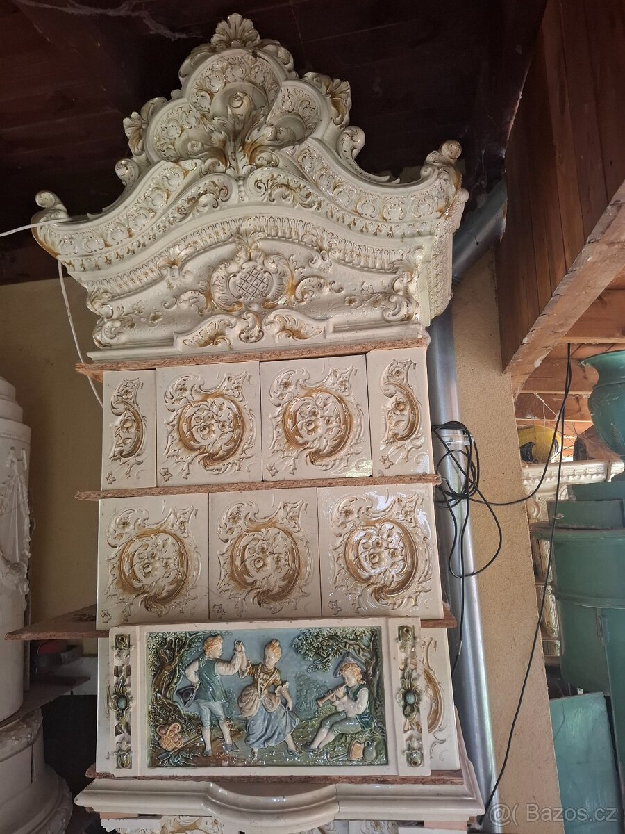 Kachlová kamna , starozitná - 6