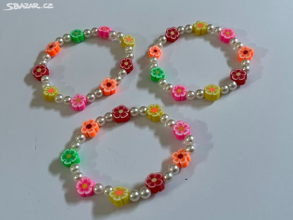 Náramek - barevné kytičky - 6