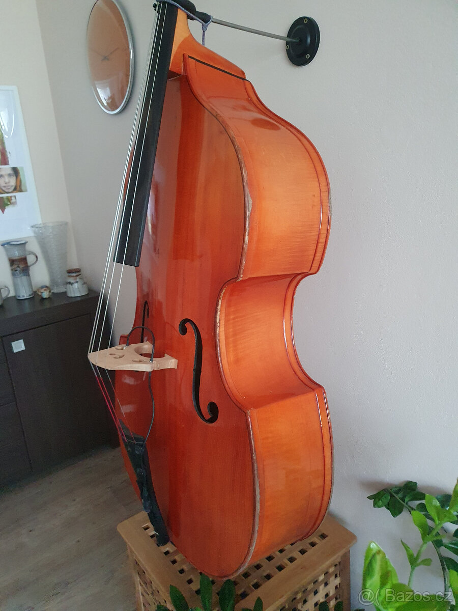 Celomasivní český 3/4 kontrabas, snímač, obal - 6