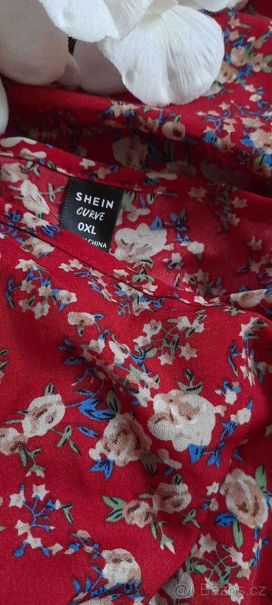 Shein vínové květinové dlouhé šaty s páskem - NOVÉ - 6