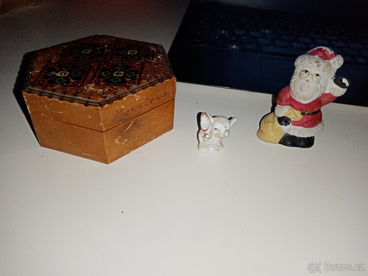 Stará šperkovnice santa a malé slunatko Retro - 6