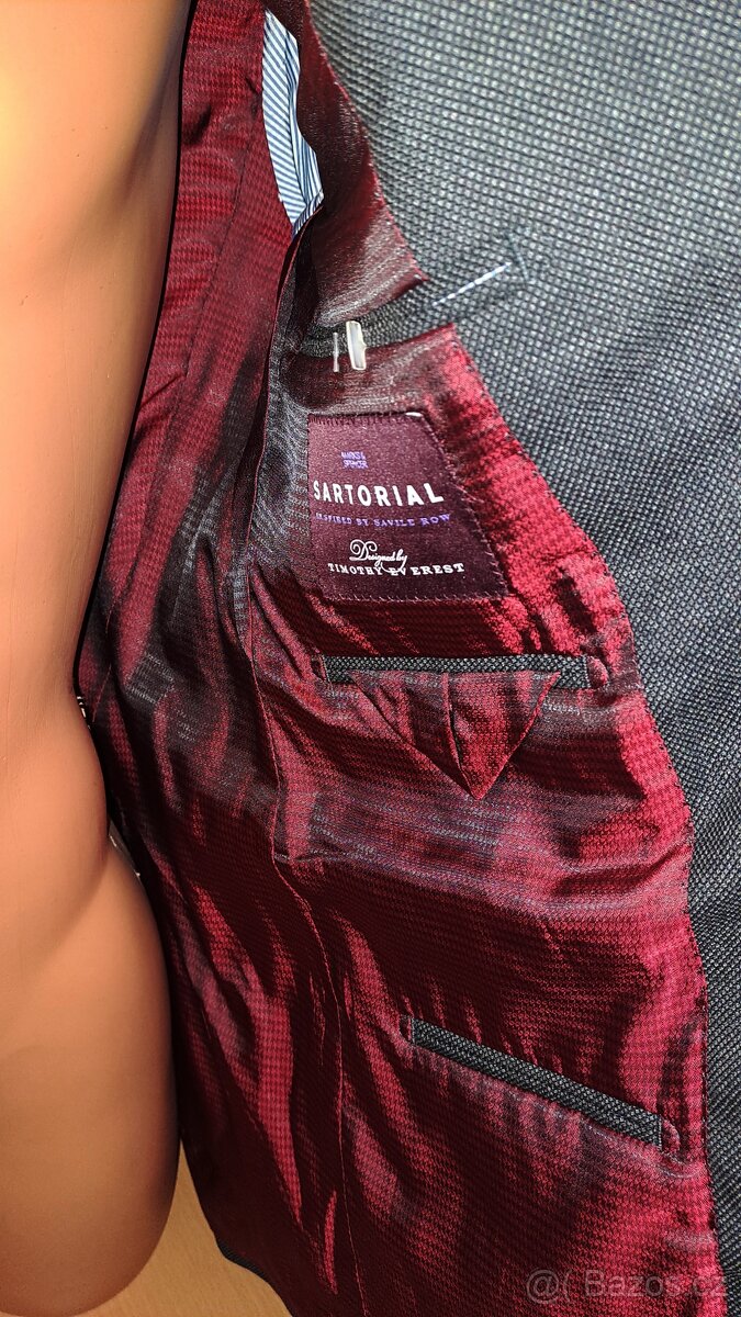 Pánské šedé sako Marks&Spencer/38-M/2x53cm - 6