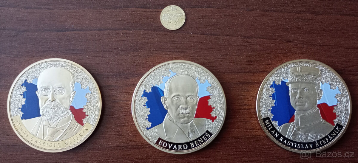 Sběratelská sada 100 let ČSR 1ks zlato a 6ks pozlac.měď - 6