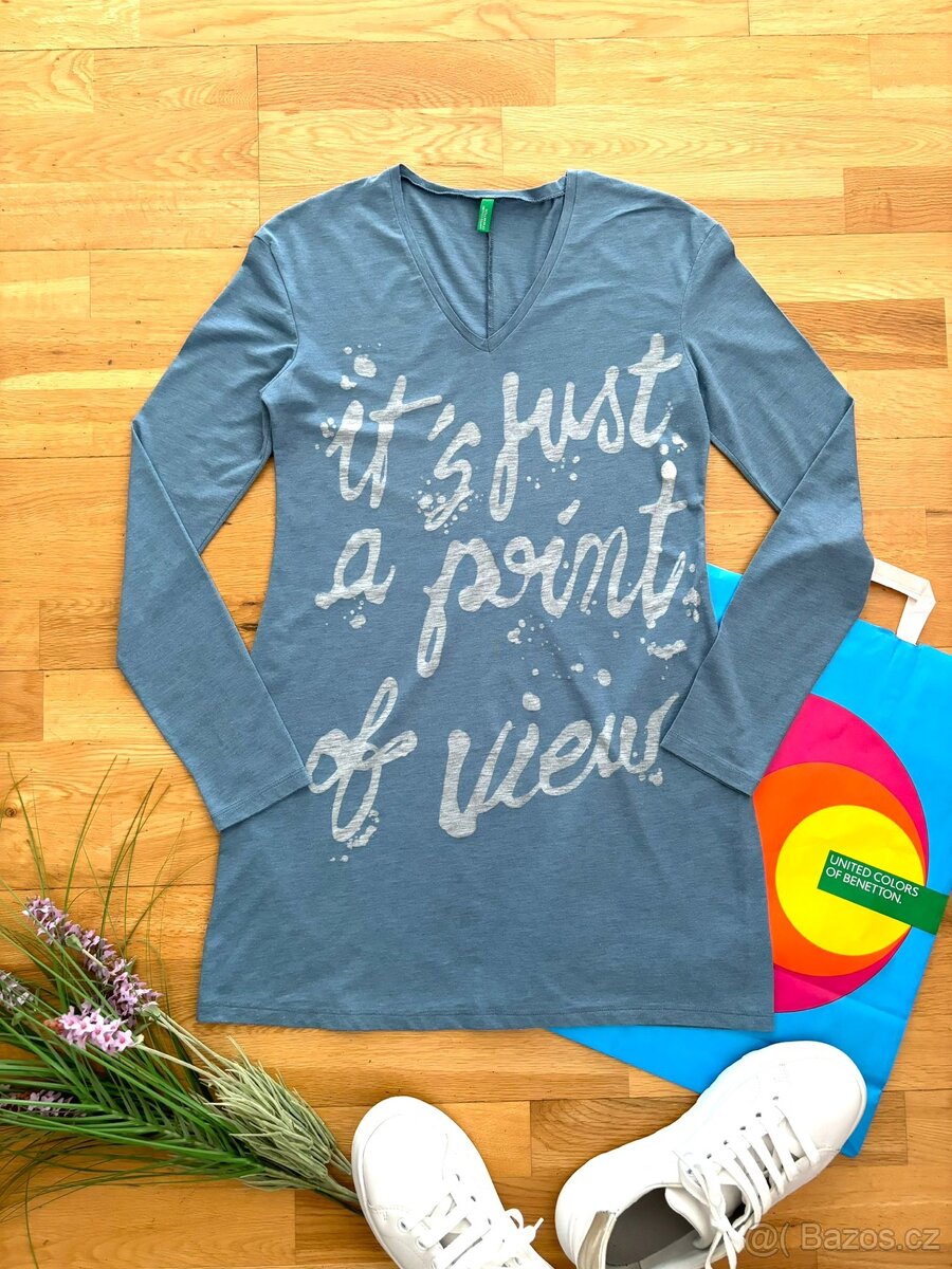 BENETTON dlouhá tunika tričko S - 6