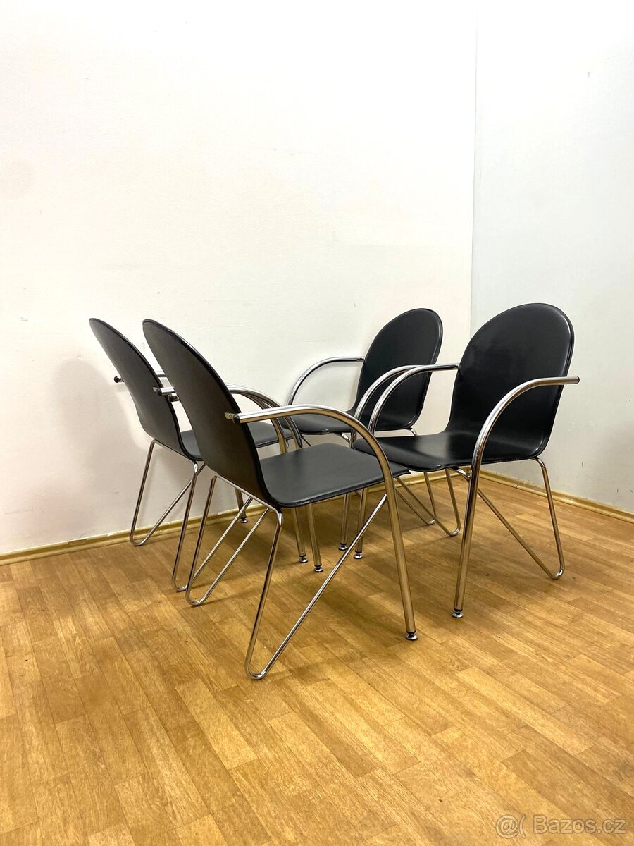 Retro židle 80. léta chrom kůže - 6