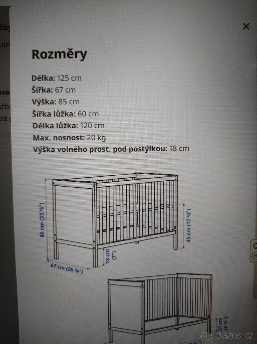 Dětská postýlka Ikea 60x120 - 6