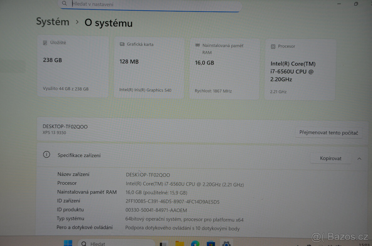 Dell XPS 13 9350 i7/16GB/SSD 256GB/Dotyk - 6