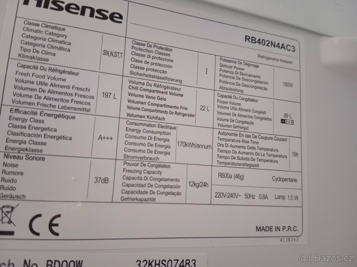 Lednice s mrazákem Hisense v záruce do 05/27 - 6