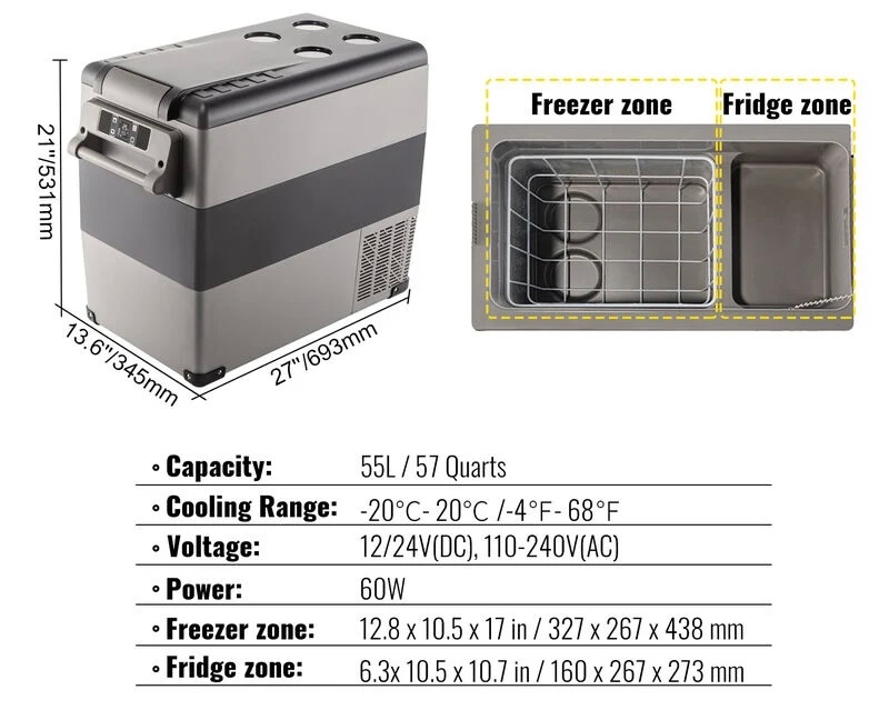Autochladnička kompresorová, autolednice, objem 55l - 6