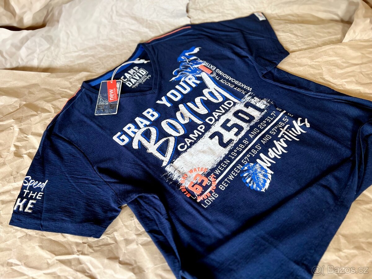 Pánské tričko CAMP DAVID Thunder Blue L (nové) - 6
