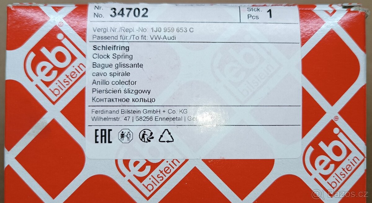 Sběrný kroužek airbagu 1J0959653C - 6