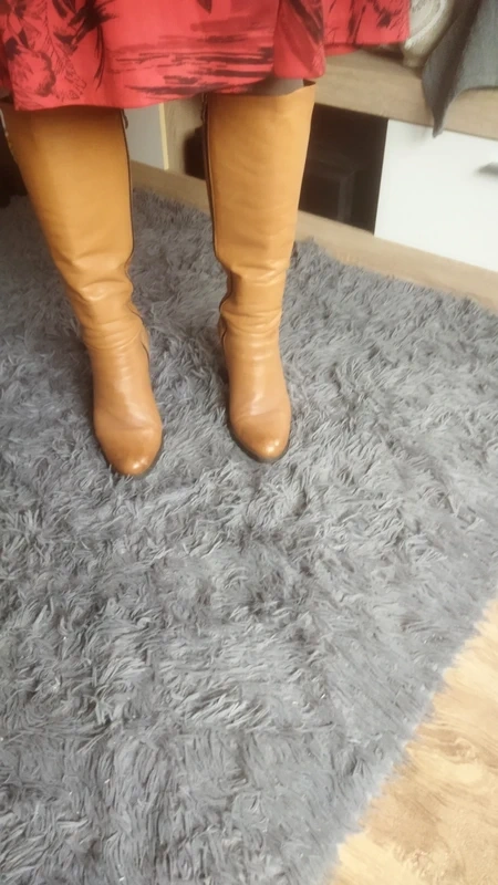 Krásné hnědé kozačky po kolena - 6