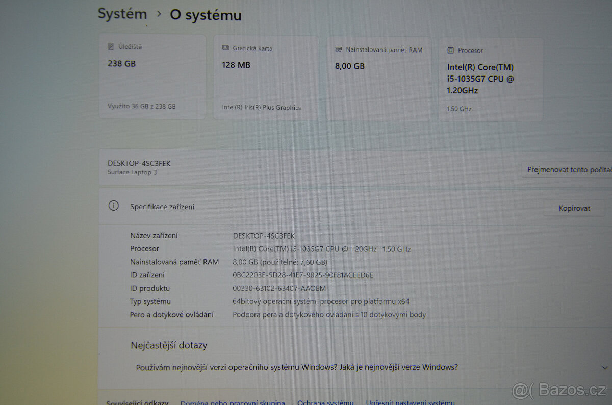 Microsoft Surface Laptop 3 i5/8GB/SSD 256GB/dotyk - 6