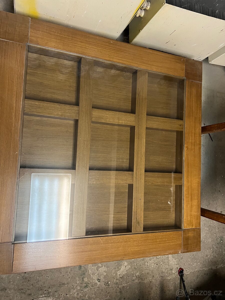 Konferenční stolek - dub masiv, skleněná deska - 6