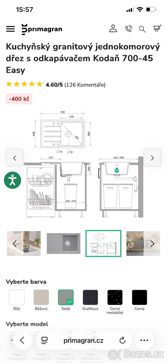 Granitový kuchyňský dřez + baterie - 6