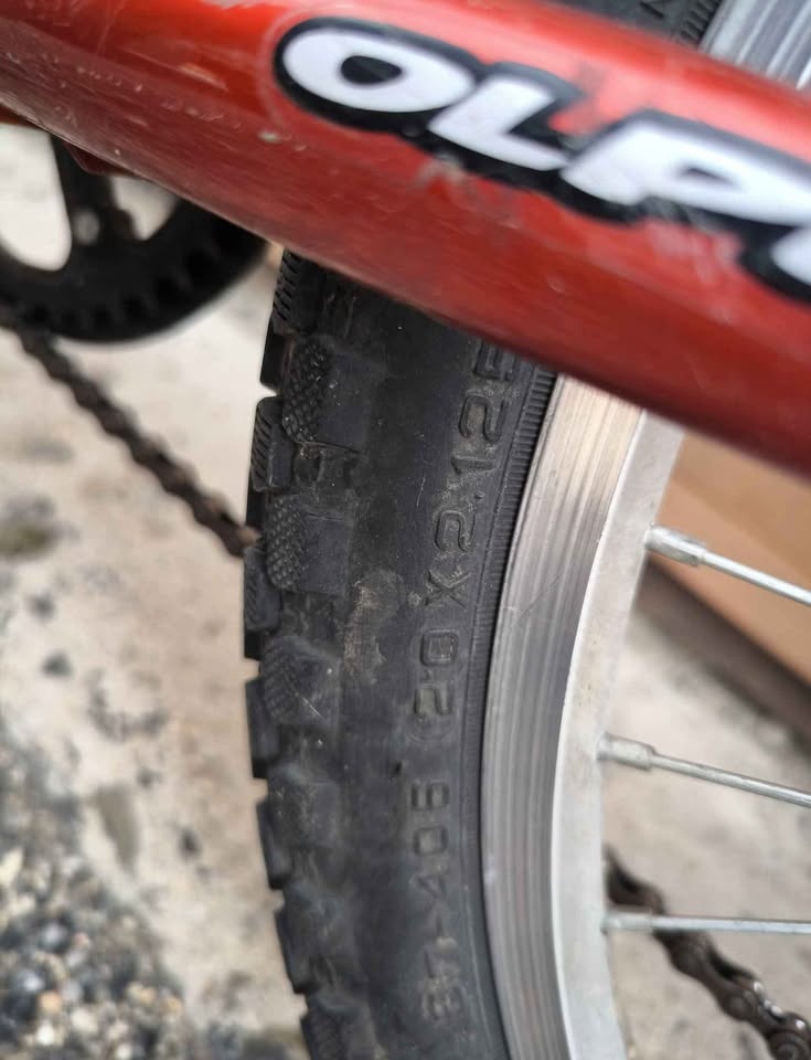 Červené dětské kolo Olpran. Velikost kol 20. - 6