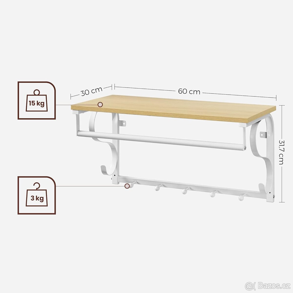 NOVÝ NÁSTĚNNÝ VĚŠÁK S POLICÍ - 6