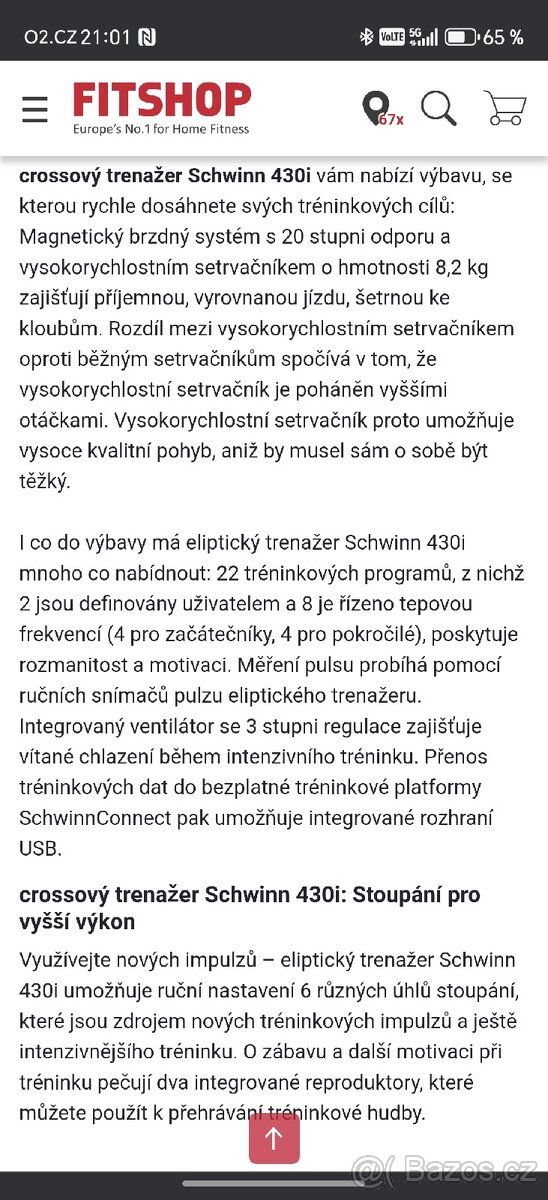 Crossovy trenazer orbitrek Schwinn 430 - 6