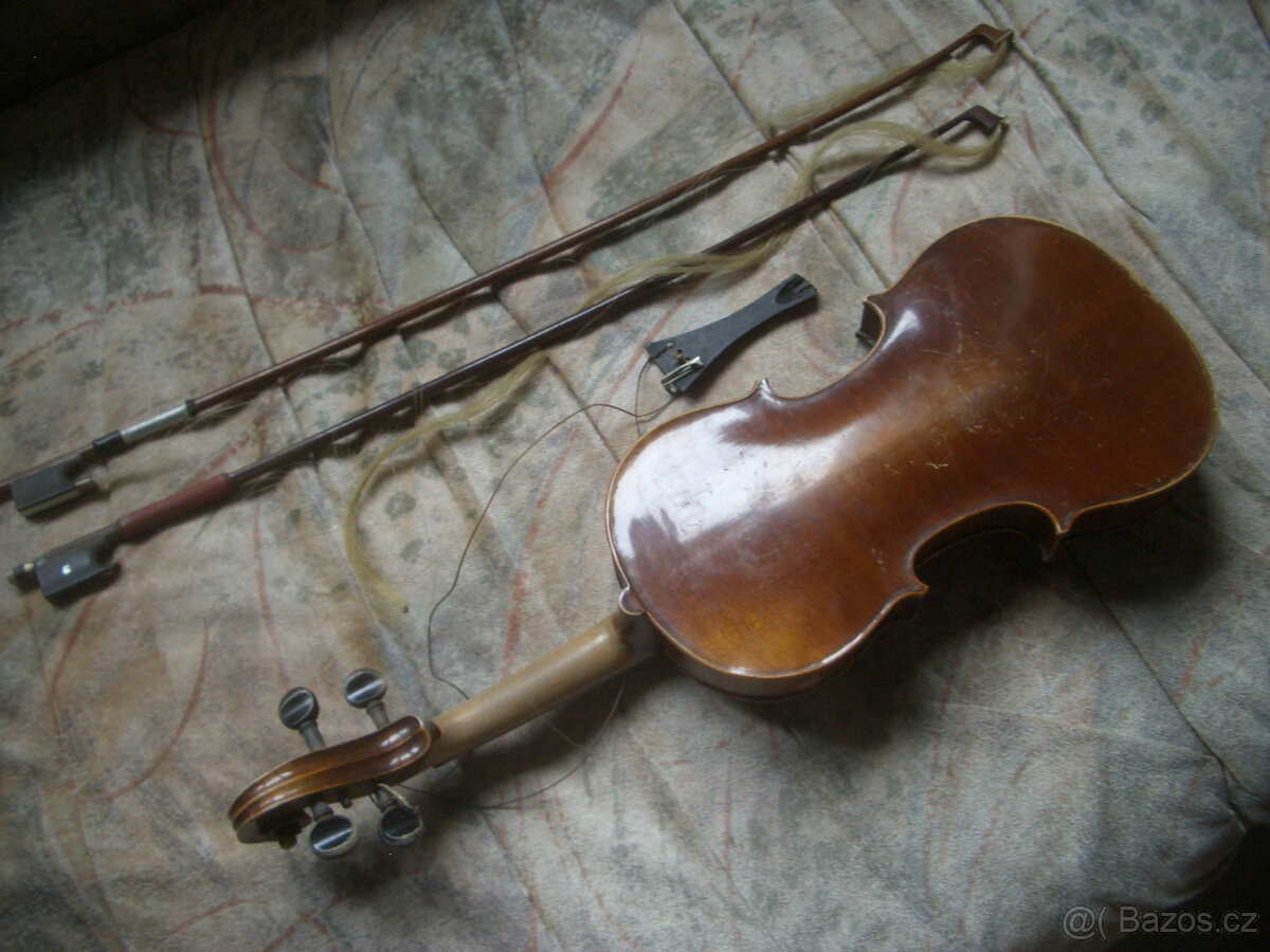 Staré housle vč. 2 smyčců a pouzdra k renovaci či do sbírky - 6
