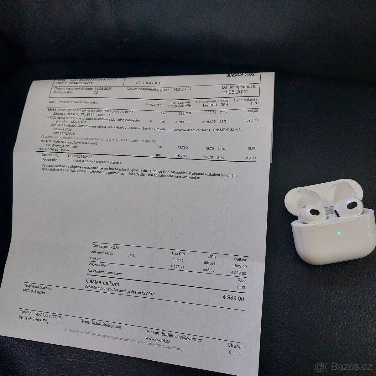 Sluchátka Apple AirPods, DOKLAD,ZÁRUKA,TOP STAV - 6