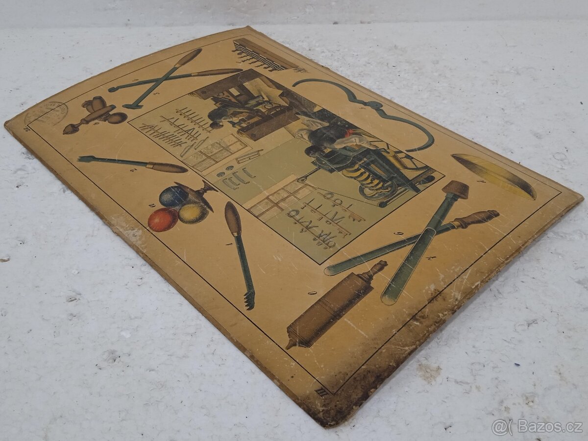 Tokárník - školní pomůcka 1856 - 36,5x26,5cm - 6